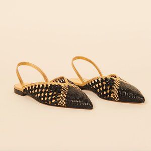 SANDRO Woven Leather Slingbacks, Size 7.5/38